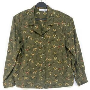 Liz Baker Essentials Top Women's Size 16 Long Sleeve Polyester Green